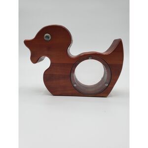 Solid Wooden‎ See Through Duck Piggy Bank Handcrafted By Gary E. Adams 1985
